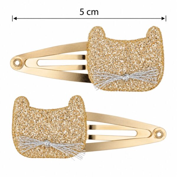 Haarspeld Klikklak 5cm - Kat - Glitter - Goud - 2 Stuks