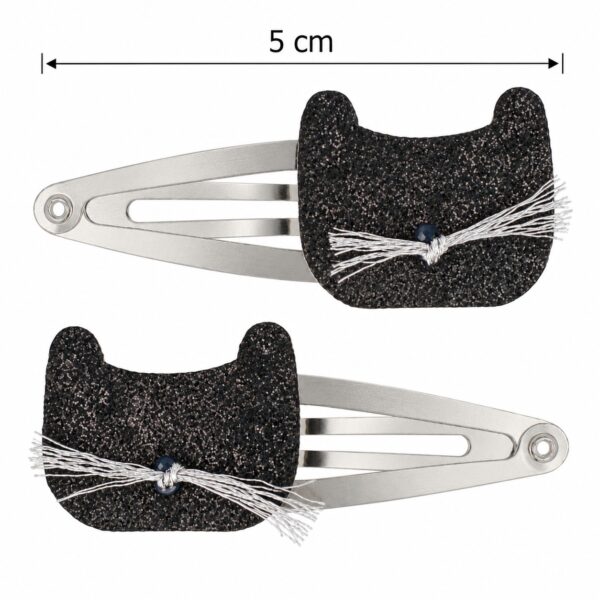klikklak-haarspeldjes-5cm-kat-glitter-zwart-zilver-van-Haarsoires Haarspeld Klikklak 5cm - Kat - Glitter - Zwart Zilver - 2 Stuks
