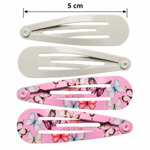 klikklak-haarspeldjes-5cm-vlinderprint-wit-roze-van-Haarsoires Klikklak Haarspeldjes 5cm – Vlinderprint – Roze Wit – 4 Stuks