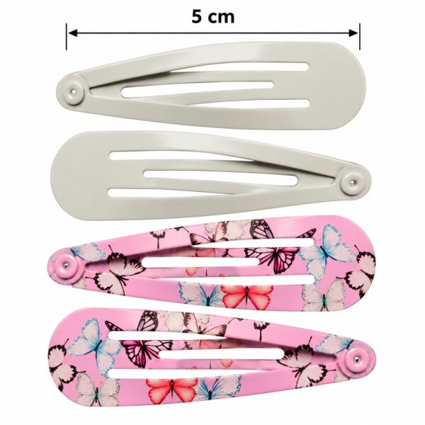 klikklak-haarspeldjes-5cm-vlinderprint-wit-roze-van-Haarsoires Klikklak Haarspeldjes 5cm – Vlinderprint – Roze Wit – 4 Stuks