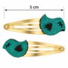 Haarspeld Klikklak 5cm - Vogel - Glitter - Blauw Goud - 2 Stuks