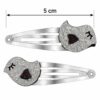 Haarspeld Klikklak 5cm - Vogel - Glitter - Zilver - 2 Stuks