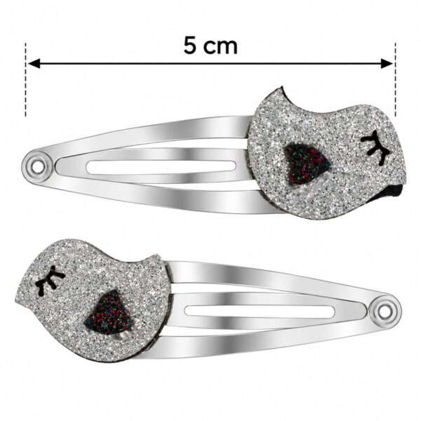 Haarspeld Klikklak 5cm - Vogel - Glitter - Zilver - 2 Stuks