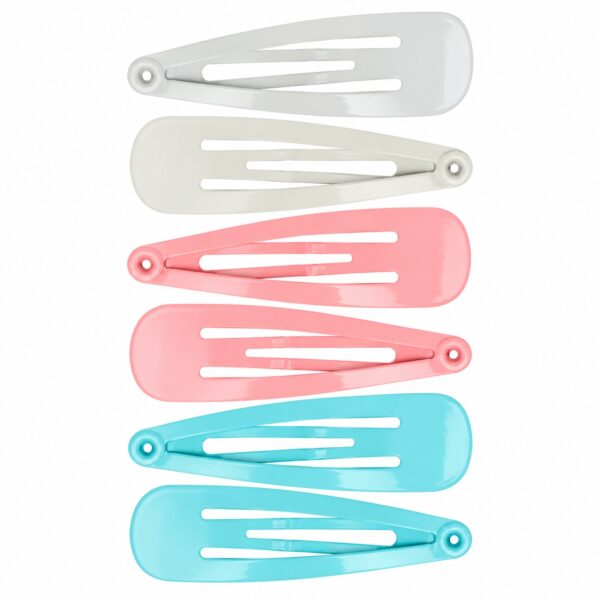 klikklak-haarspeldjes-5cm-wit-blauw-roze-6stuks-van-Haarsoires Klikklak Haarspeldjes 5cm - Effen - Wit Roze Blauw - 6 Stuks