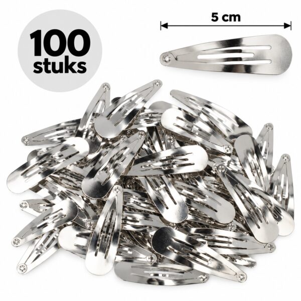 klikklak-haarspeldjes-5cm-zilver-100-stuks-van-Haarsoires DIY Klikklak Haarspeldjes 5cm – Metaal – Zilver – 100 Stuks
