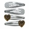 klikklak-haarspeldjes-6cm-hart-stippenprint-grijs-van-Haarsoires Klikklak Haarspeldjes 4cm - Hart Stippenprint - Grijs - 4 Stuks