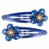 Haarspeld Klikklak 5cm - Bloem - Glitter Steentjes - Blauw - 2 Stuks