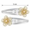 Haarspeld Klikklak 5cm - Bloem - Glitter Steentjes - Zilver - 2 Stuks