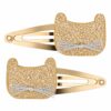 Haarspeld Klikklak 5cm - Kat - Glitter - Goud - 2 Stuks