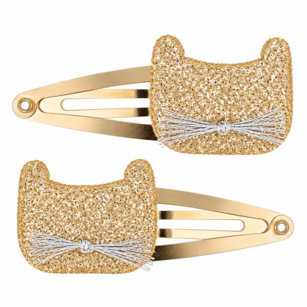 Haarspeld Klikklak 5cm - Kat - Glitter - Goud - 2 Stuks