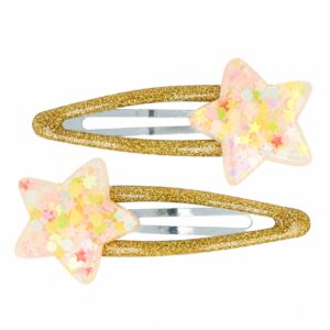 Haarspeld Klikklak 5cm - Ster - Glitter - Goud - 2 Stuks