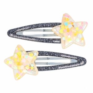 Haarspeld Klikklak 5cm - Ster - Glitter - Grijs - 2 Stuks