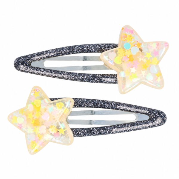 klikklak-haarspeldjes-ster-glitter-grijs-van-Haarsoires Haarspeld Klikklak 5cm - Ster - Glitter - Grijs - 2 Stuks