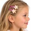 Haarspeld Klikklak 5cm - Ster - Glitter - Roze - 2 Stuks