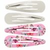klikklak-haarspeldjes-vlinderprint-wit-roze-van-Haarsoires Klikklak Haarspeldjes 5cm – Vlinderprint – Roze Wit – 4 Stuks