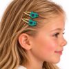 Haarspeld Klikklak 5cm - Vogel - Glitter - Blauw Goud - 2 Stuks