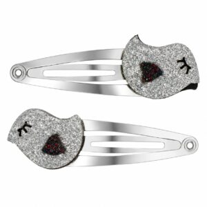 Haarspeld Klikklak 5cm - Vogel - Glitter - Zilver - 2 Stuks
