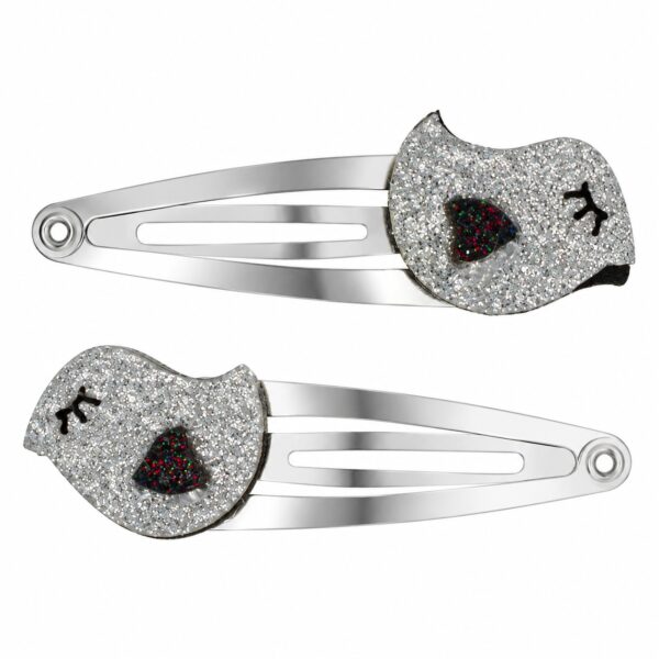 Haarspeld Klikklak 5cm - Vogel - Glitter - Zilver - 2 Stuks