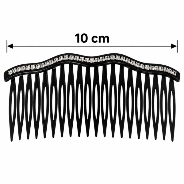 Sierkam 10cm - Strass Steentjes - Grove Tanden - Zwart
