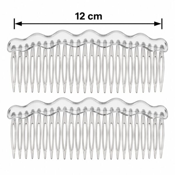 Sierkam 12cm - Golfvorm - Grove Tanden - Transparant - 2 Stuks