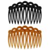 opsteekkammen-7cm-golfvorm-bruin-zwart-van-Haarsoires Opsteekkammen 7cm - Golfvorm - Grove Tanden - Zwart Bruin - 2 Stuks