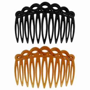 Opsteekkammen 7cm - Golfvorm - Grove Tanden - Zwart Bruin - 2 Stuks