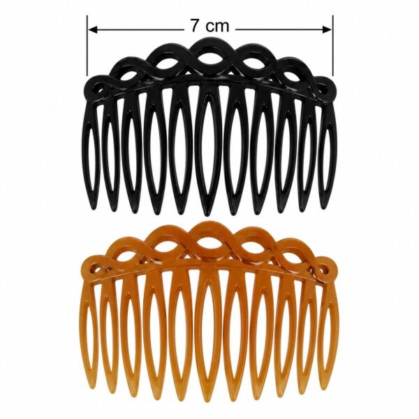 opsteekkammen-golfvorm-bruin-zwart-van-Haarsoires Opsteekkammen 7cm - Golfvorm - Grove Tanden - Zwart Bruin - 2 Stuks