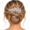 sierkam-11cm-bladmotief-strass-steentjes-zilver-op-model-van Haarsoires Sierkam 11cm - Bladmotief - Strass Steentjes - Metaal - Zilver