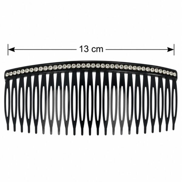 sierkam-13cm-strass-steentjes-zwart-van-Haarsoires Sierkam 13cm - Strass Steentjes - Grove Tanden - Zwart