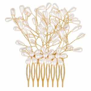 Sierkam 6cm - Parelkralen - Wit Goud
