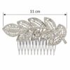 sierkam-bladmotief-strass-steentjes-zilver-van Haarsoires Sierkam 11cm - Bladmotief - Strass Steentjes - Metaal - Zilver