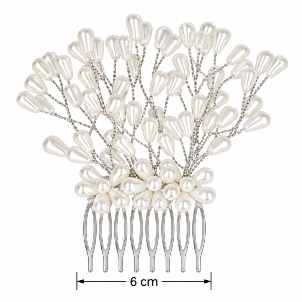 sierkam-parelkralen-wit-zilver-van-Haarsoires Sierkam 6cm - Parelkralen - Wit Zilver