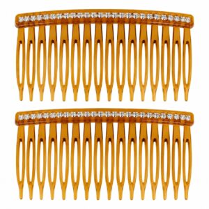 Sierkammen 8cm - Strass Steentjes - Grove Tanden - Bruin - 2 Stuks