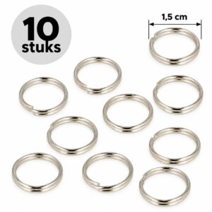 DIY Sleutelringen 1,5cm – Sleutelhangers – Metaal – Zilver – 10 Stuks