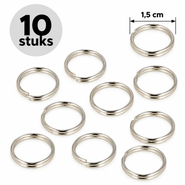 DIY Sleutelringen 1,5cm – Sleutelhangers – Metaal – Zilver – 10 Stuks