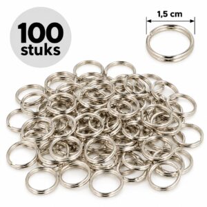 sleutelringen-1,5cm-zilver-100-stuks-van-Haarsoires DIY Sleutelringen 1,5cm – Sleutelhangers – Metaal – Zilver – 100 Stuks