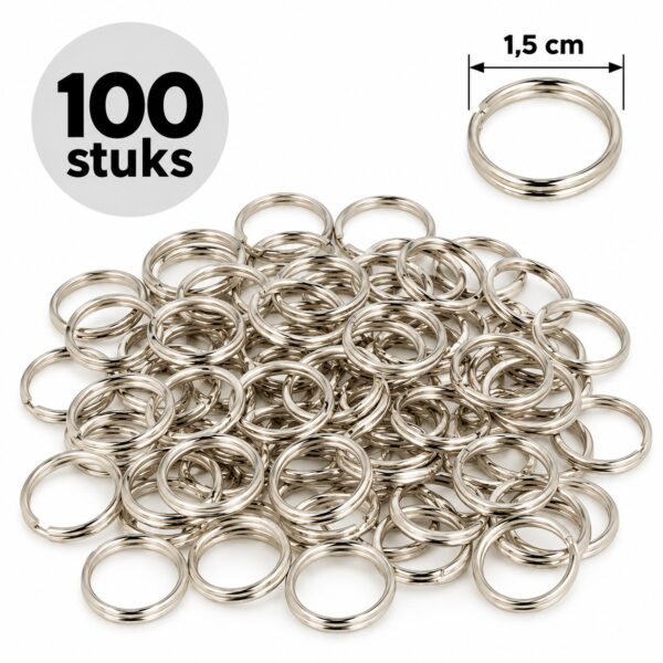 sleutelringen-1,5cm-zilver-100-stuks-van-Haarsoires DIY Sleutelringen 1,5cm – Sleutelhangers – Metaal – Zilver – 100 Stuks