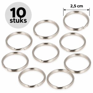DIY Sleutelringen 2,5cm – Sleutelhangers – Metaal – Zilver – 10 Stuks