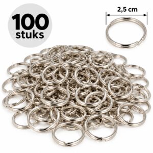 sleutelringen-2,5cm-zilver-100-stuks-van-Haarsoires DIY Sleutelringen 2,5cm – Sleutelhangers – Metaal – Zilver – 100 Stuks