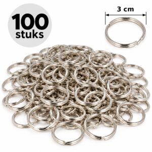 sleutelringen-3cm-zilver-100-stuks-van-Haarsoires DIY Sleutelringen 3cm – Sleutelhangers – Metaal – Zilver – 100 Stuks