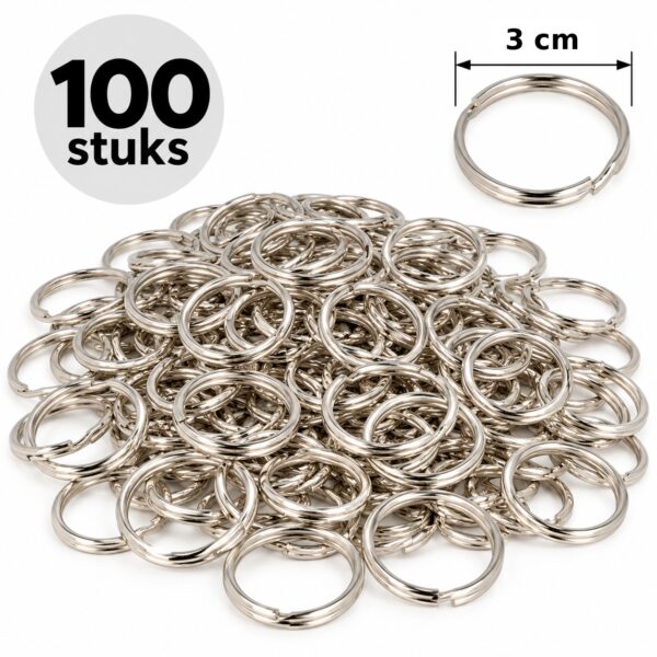 DIY Sleutelringen 3cm – Sleutelhangers – Metaal – Zilver – 100 Stuks